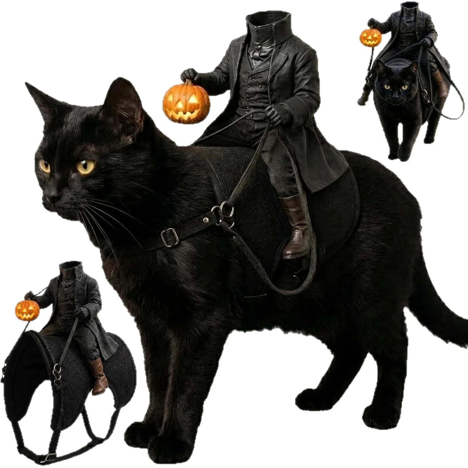 2026年新作ハロウィン猫犬用無頭騎士コスチューム、面白くて恐ろしいおもちゃ、小型および中型ペットに適しています