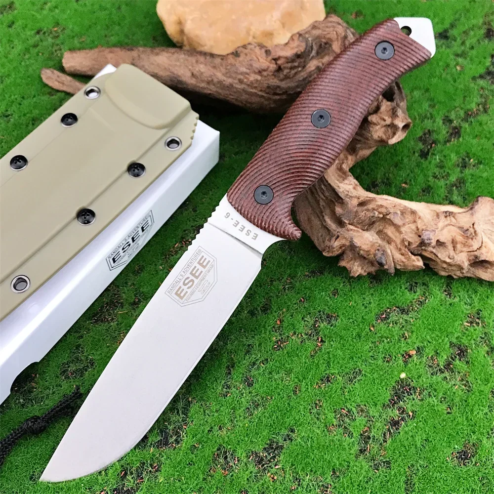 ESEE-6 Survival Fixed Blade Knife D2-blade Straight Knives G10-handle Outdoor Hunting Camping EDC Tools with Sheath for Men Gift