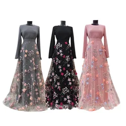 Ambroidered Long Dress New Arrival Dubai Saudi Malaysia Islam Women Clothing Dresses Robe Vintage Style Elegance Girl