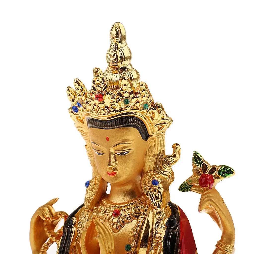 Avalokitesvara Statue Tibetan Small Gilded Statue Bodhisattva 14.5cm Holy