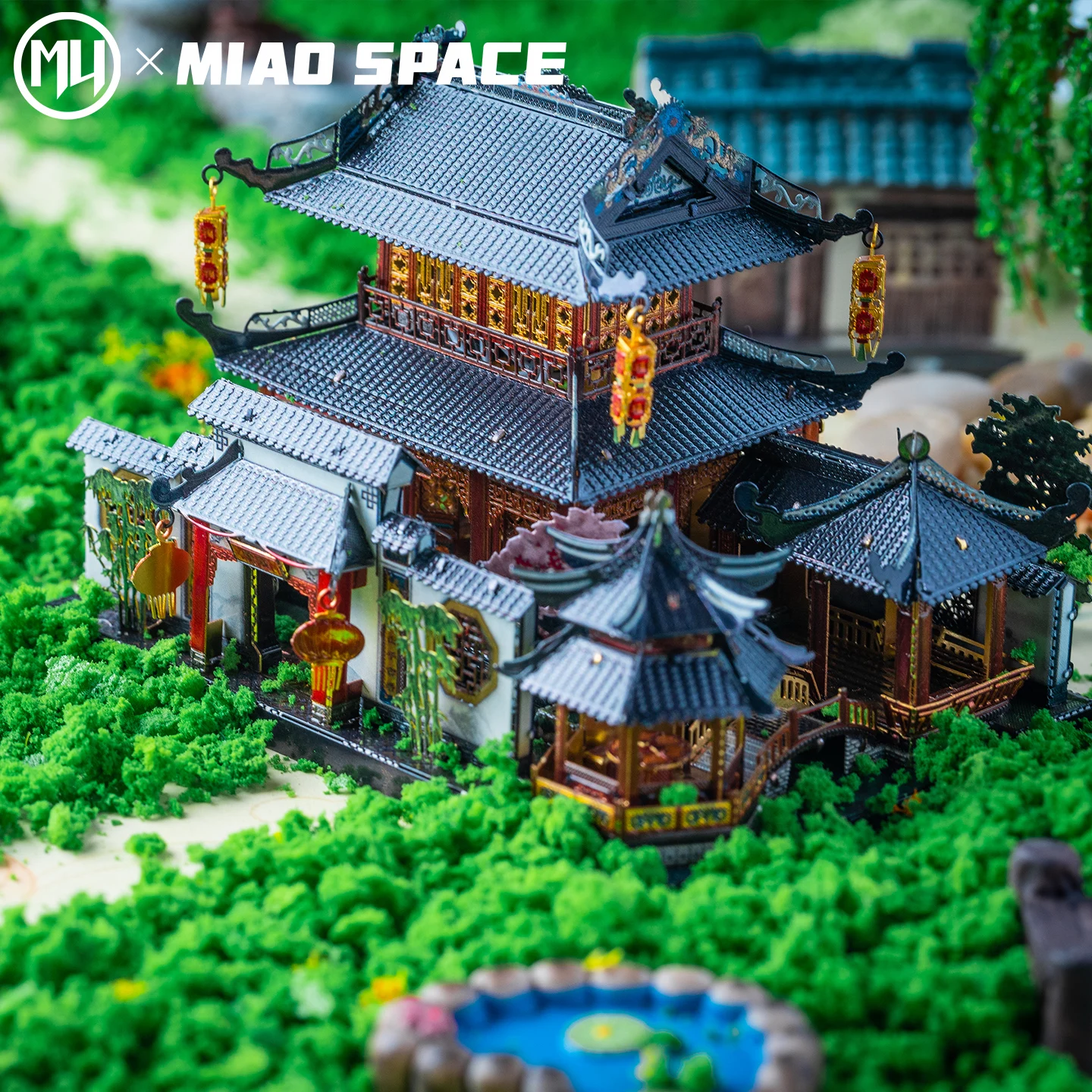 Puzzle 3D in Metallo MU Architettura del Giardino, Giocattolo Fai-da-Te Artigianale, Ornamento da Scrivania, Regalo di Compleanno per Fidanzata