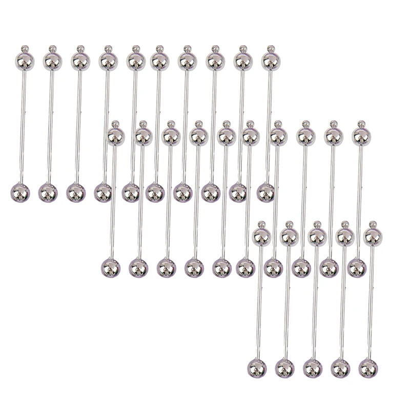 25-Pack Beaded Keychains Keychains Metal Bar Chains For Jewelry Making, Easy To Use Durable Fine Workmanship Silver