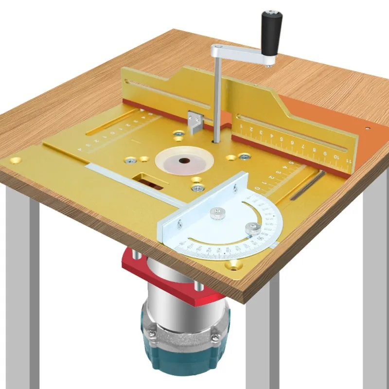 Router Table Insert Plate with Lifting Base, Aluminum Woodworking Engraver Flip Board for Trimming Chamfering Tenon Cutting