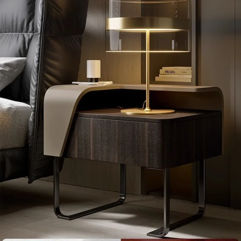 Cabinet designer new bedside table Italian minimalist light luxury bedroom small smoke