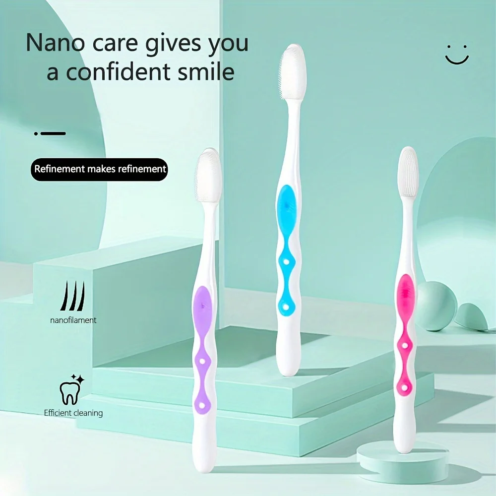 Nano Bristle Toothbrush Home Advanced Medium Bristle Wide Head Cleaning and Gingival Protection Toothbrush 1Pcs Random Color