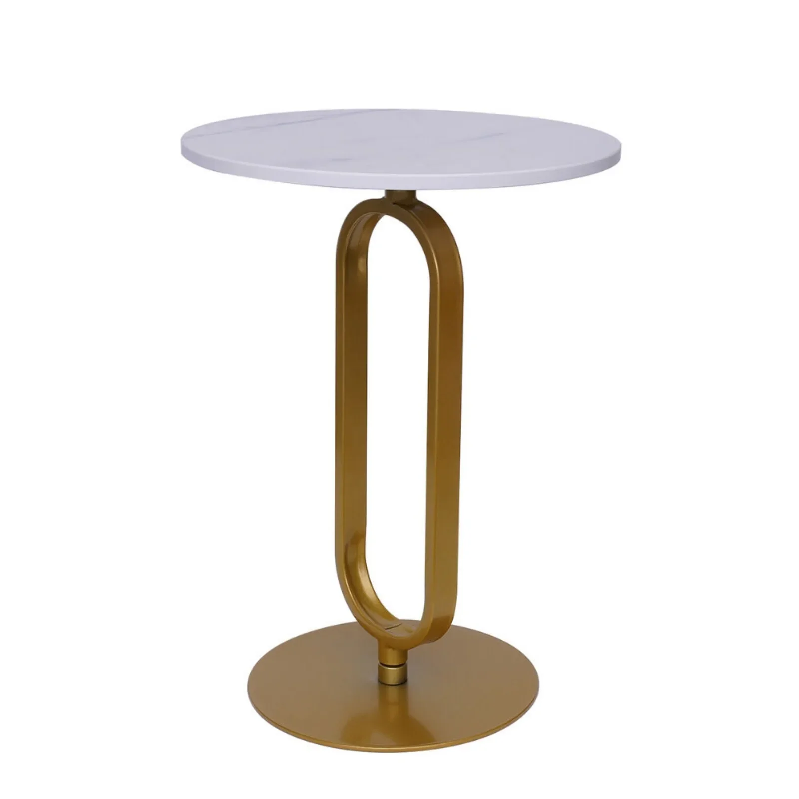 

Coffee Table Gold Round Table with Smooth White Marble Top Convenient Move