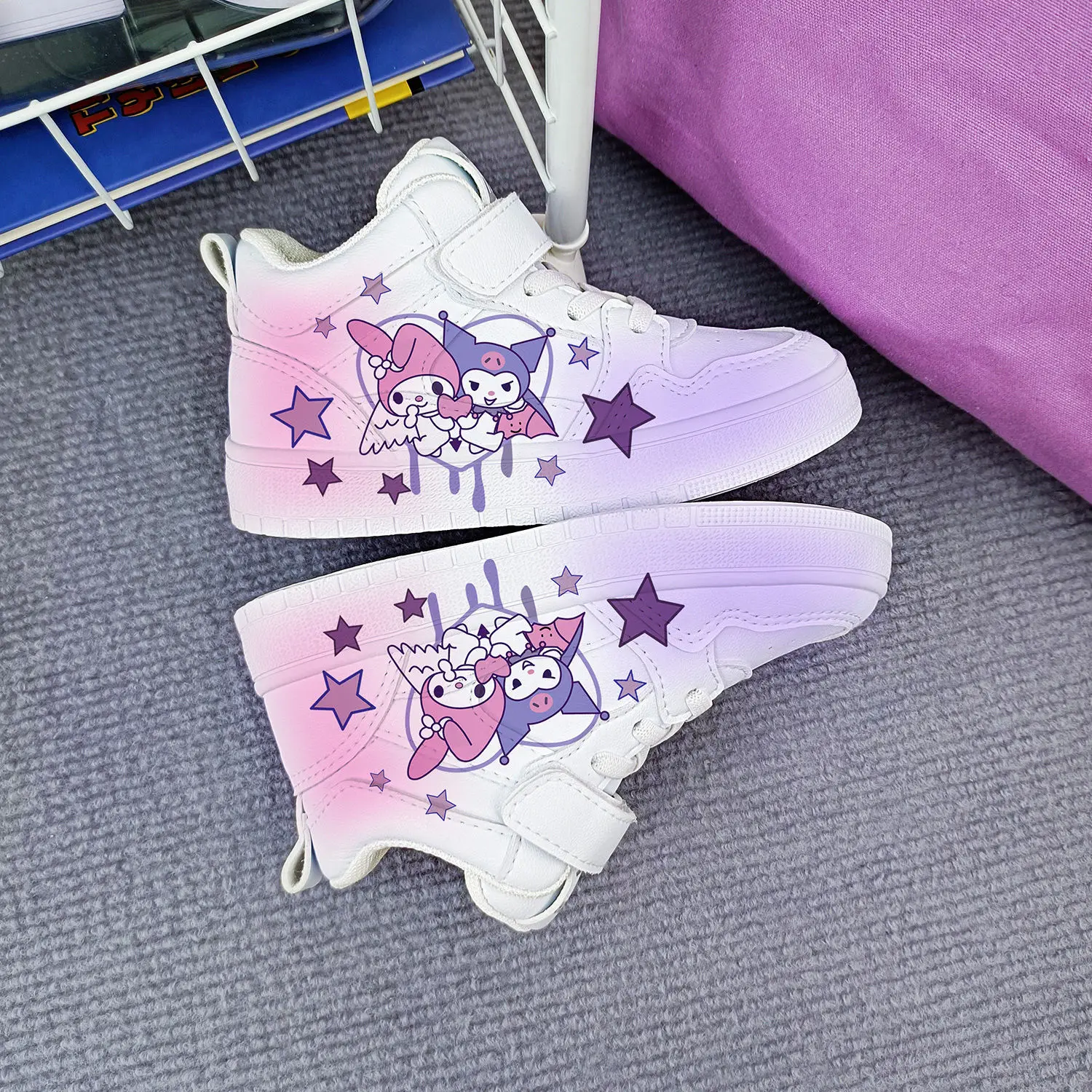 New Kuromi Cartoon Children High Top Sneakers Print Kids Sport Shoes Tennis Shoes Running White Casual StellaLou