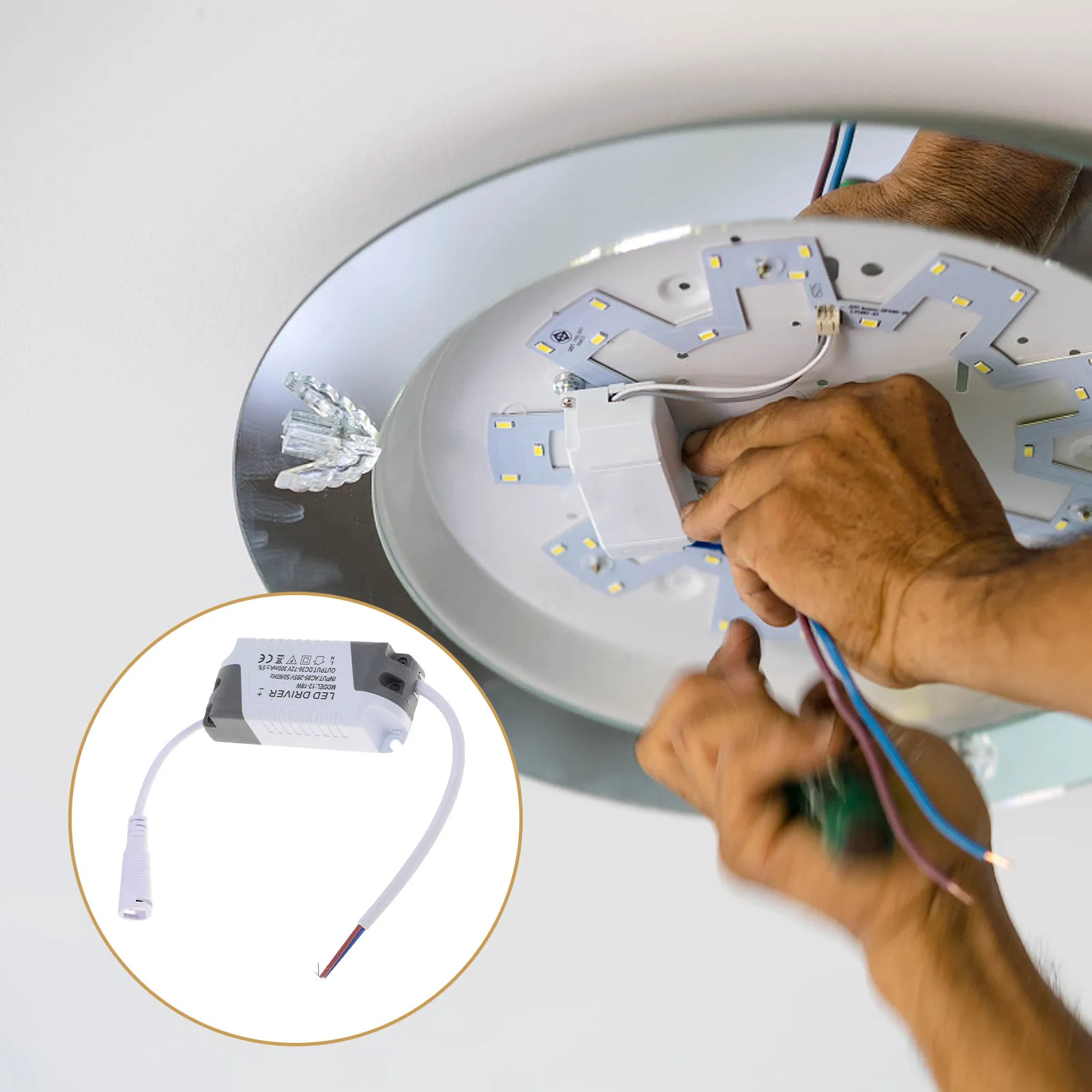 LED Driver 12-18W Constant Voltage 36V-63V Flicker-Free Thermal Overload Protection for LED Ceiling Lamp Spotlight Downlight