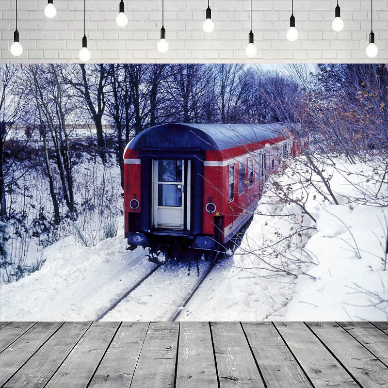

Снежная ночь поезд фон для фотосъемки городской поезд кареты город ночь снежный пейзаж фон для вечеринки фон настенный баннер Декор
