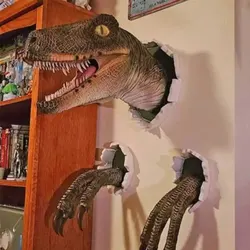 3 Pcs Velociraptor Wall Decoration , Holiday Party Decoration, Dinosaur Wall Statue Crafts, 3D Wall Fixtures