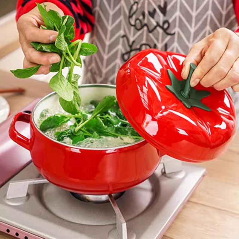 

Enameled Saucepan Household Kitchen Cookware Cooking Noodle Stew Soup Boiling Water Pot