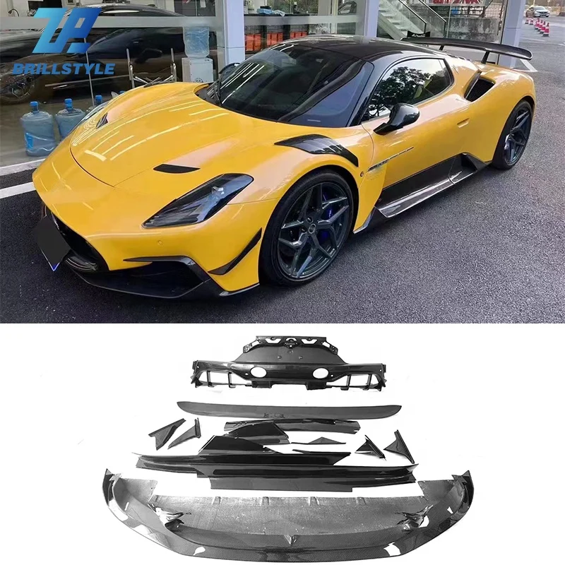 Carbon Fiber Body Kit Front Bumper Front Lip Side Skirt Diffuser Spoiler For Maserati MC20