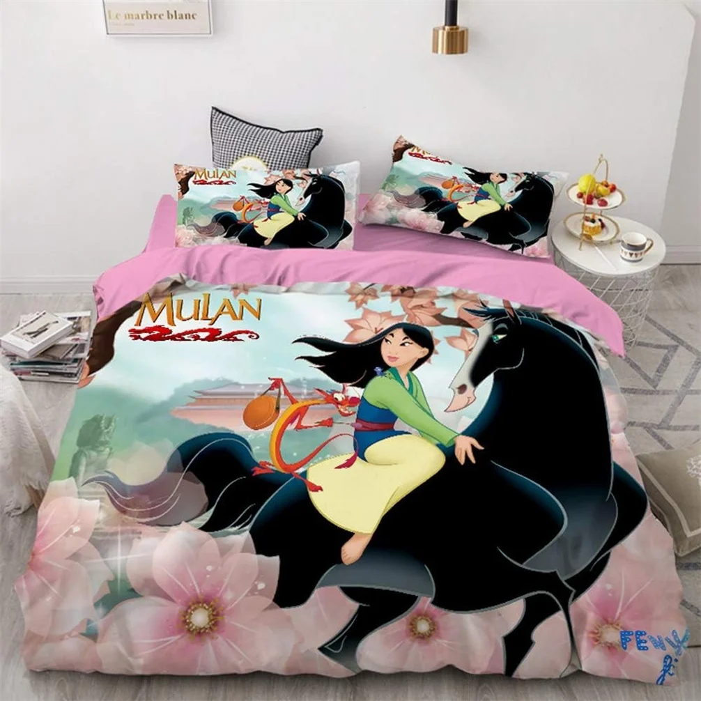 Disney Bedding Mulan 3D Print Bedding Set Duvet Covers Pillowcases One Piece Comforter Bedding Sets Bedclothes Bed