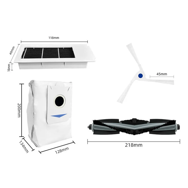 A97G Hauptseitenbürste Mopptuch HEPA-Filter Staubbeutel wie abgebildet Kunststoff für Ecovacs Deebot X2 Omni / X2 / X2 Pro Ersatzteilzugang