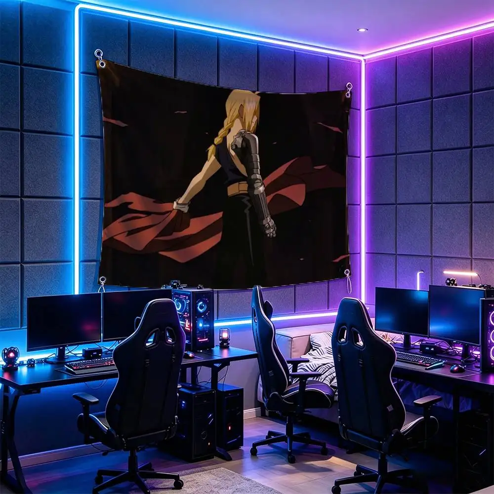 F-Fullmetal Alchemist Edward Elric Flags for Bedrooms Home Decor Items Outdoor Decors Garage Decoration Flaga