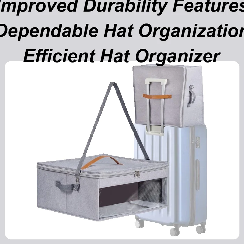 

Cowboy Hat Box For Travel Hat Carrying Case For Travel Large Capacity Headwear Organizer With Zippered Lid And Double Handles