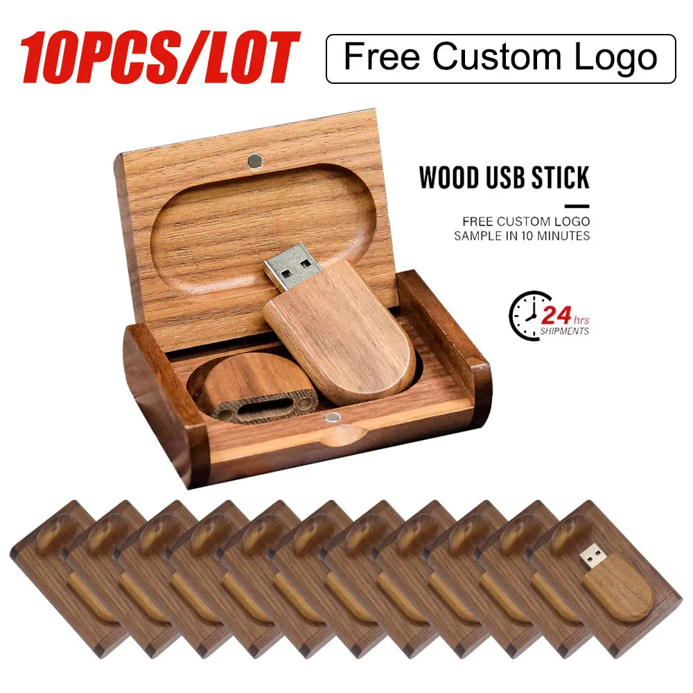 10pcs/lot Photography Studio USB Flash Drive 128GB Free Custom Logo Memory Stick 64B Maple Wood Pen Drive 32GB Wedding Gift