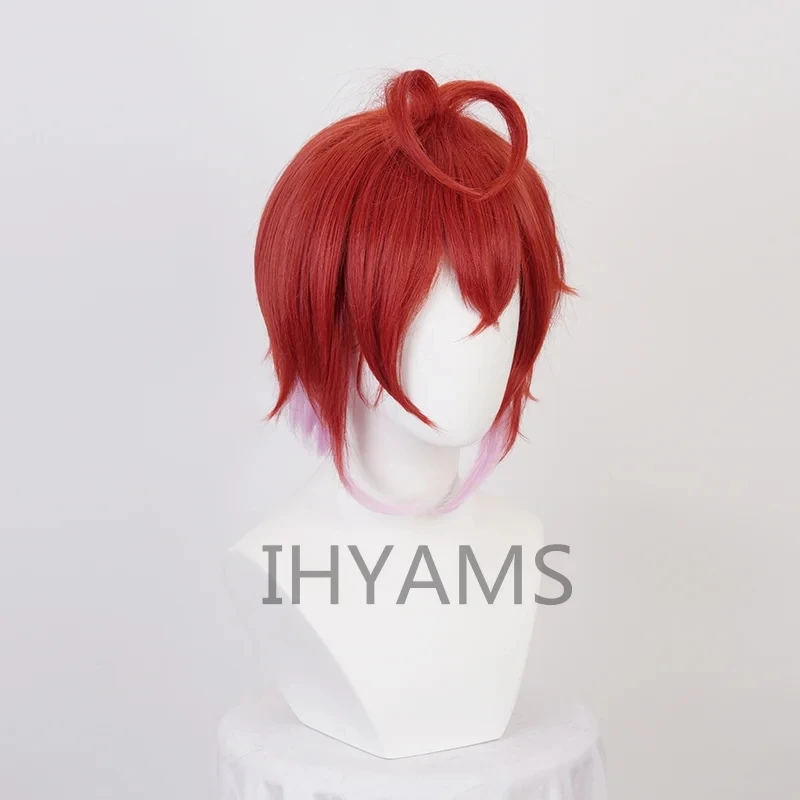 Twisted-Wonderland Riddle Rosehearts Short Mixed Color Synthetic Cosplay Wig Hair Halloween Canrival Wig +Free Hairnet