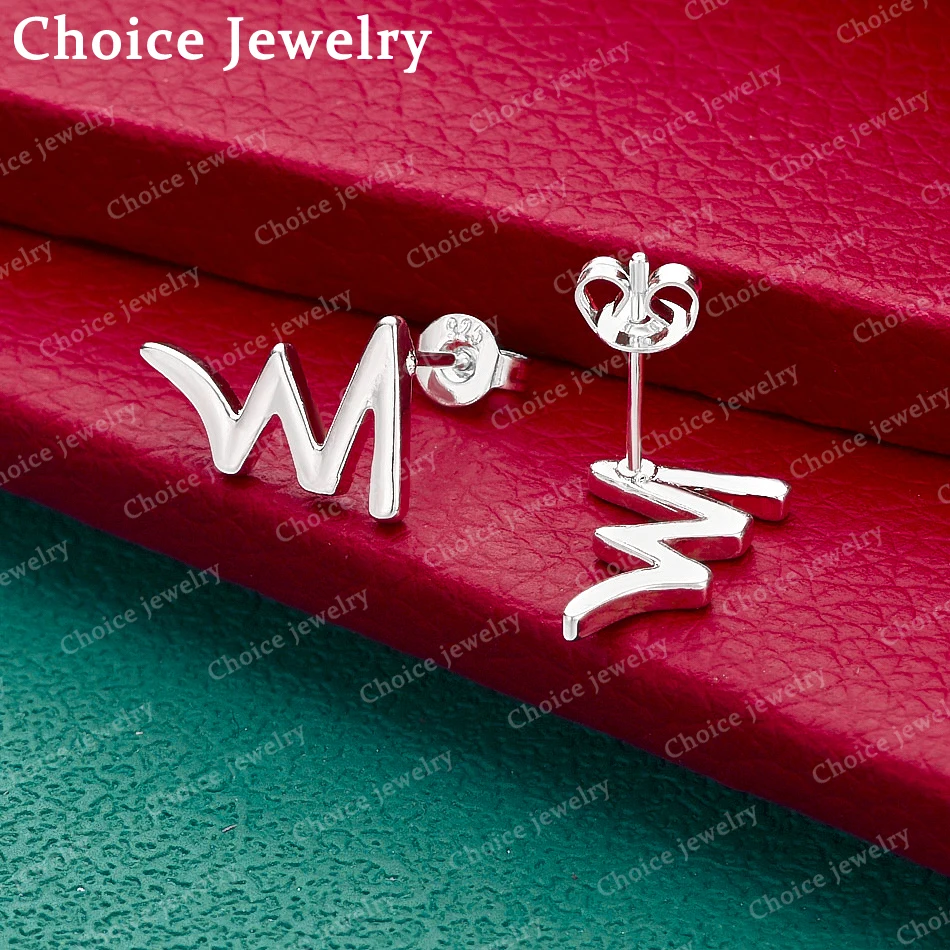 

925 Sterling Silver Multi Lines Stud Earrings For Women Fashion Simple Elegant Jewelry Party Gifts Wedding