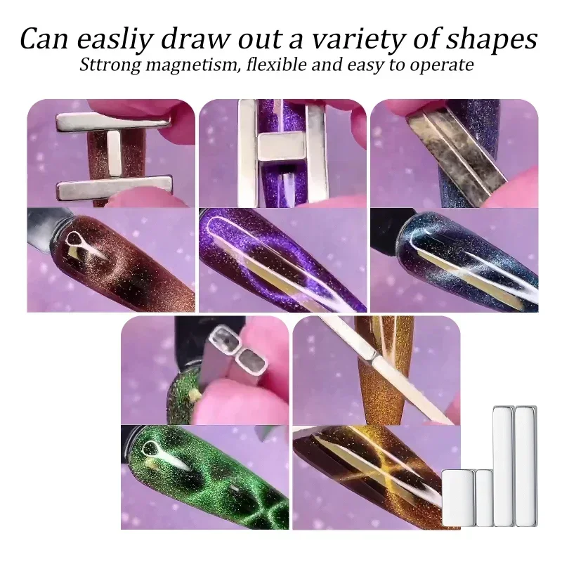 Olho de gato prego vara magnética 4 combinação ímãs uv gel 3d linha tira efeito multifuncional placa magnética unhas arte ferramenta
