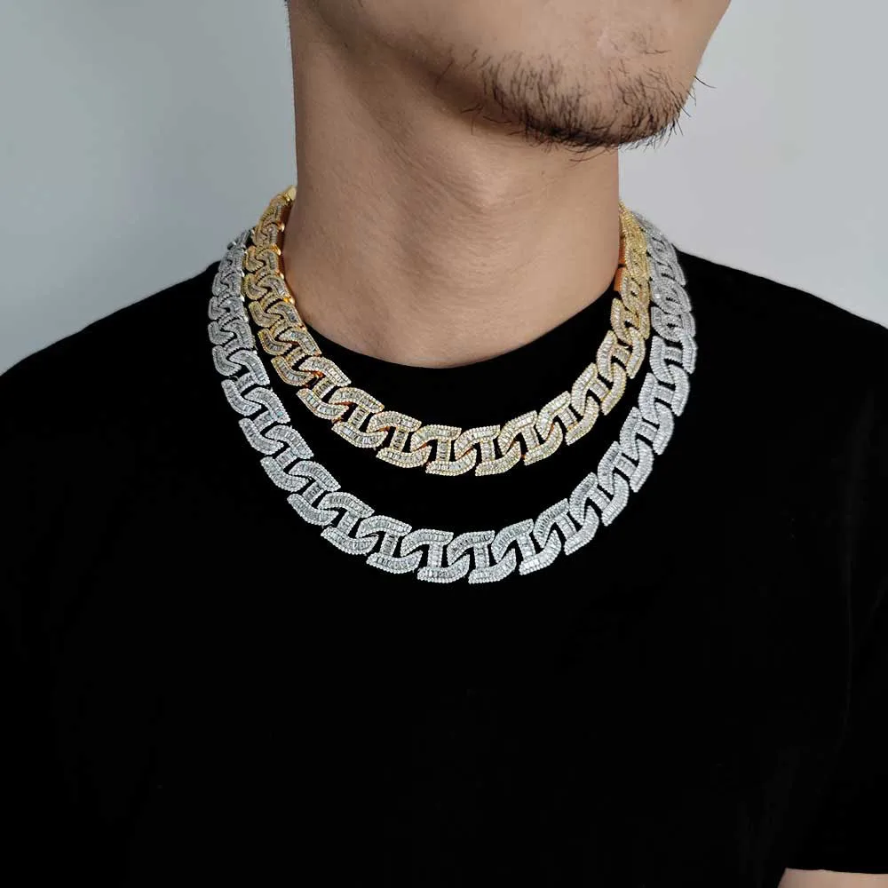 Luxury Gold Plating Hip Hop Iced Out Brass with Full Diamonds 16mm Cuban Chain Necklace Men's Diamonds Jewelry Necklace