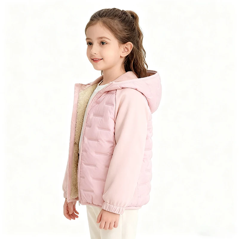 Dubbped Winter Keep Warm Boys Girl Jacket Lined With Velvet Thick Cotton Padded Hooded Coat Kids Children Out The Cold Outerwear