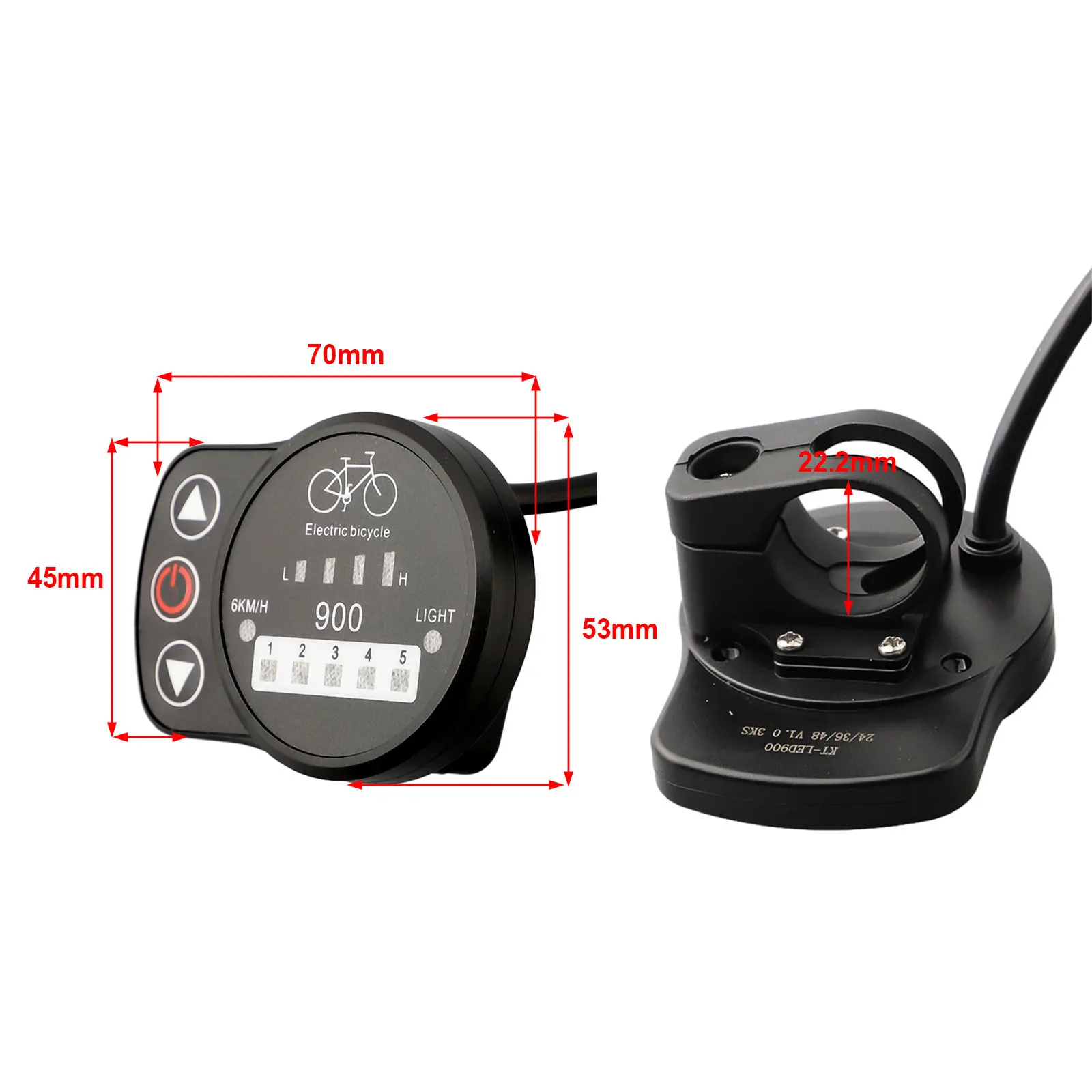 LED Display for KT LED900S Electric Bicycle Bike Control Panel 24/36/48V Voltage 5 Support Levels Battery Level Indicator