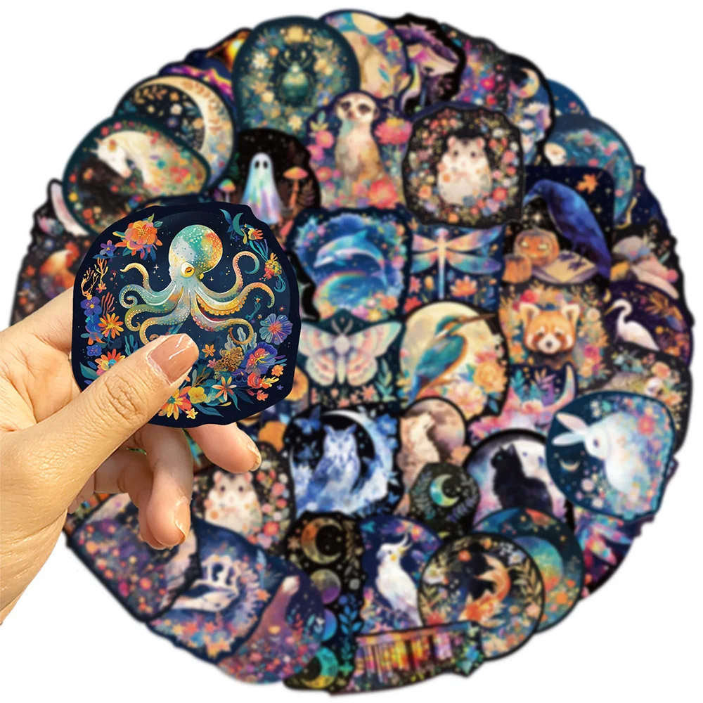 10/30/50 قطعة الليزر الحيوان الزهور ملصقات الجمالية الكرتون الإبداعية ملصق للأطفال لعبة زجاجة ماء حقيبة الهاتف سيارة الشارات