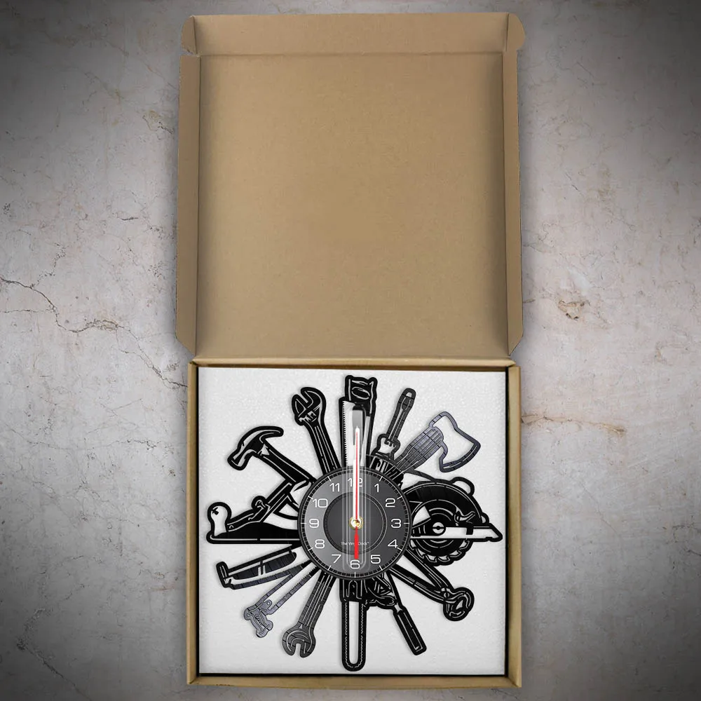 Car Garage Tools Vinyl Record Wall Clock Mechanic Service Car Wall Watch Repairing Tool Clock Repairman Gift Man Cave Room Decor