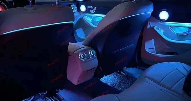 

Светодиодная подсветка для вентиляционных отверстий с 4D-вращением, турбинные вентиляционные решетки, накладки на динамики для Mercedes-Benz C W205 GLC X253