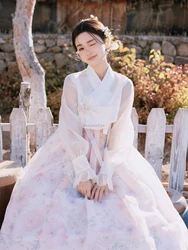 2025 korea style women improved hanbok photo daily costume princess court dress skirt brace loose casual korea dress female w194