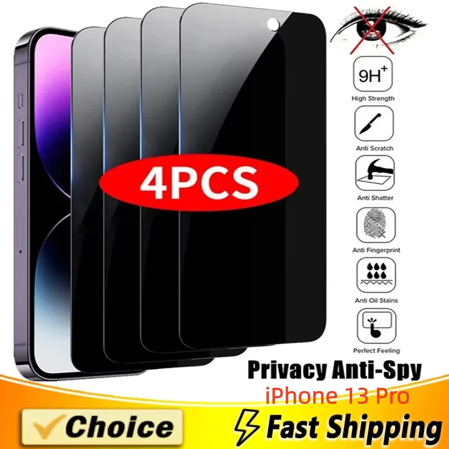 

4PCS Privacy Screen Protector for iPhone 13 Pro Privacy Tempered Glass