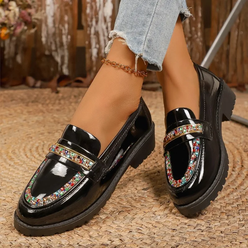 أحذية نسائية متعددة الاستخدامات بمقدمة مستديرة باللون الأسود على طراز الأكاديمية #4