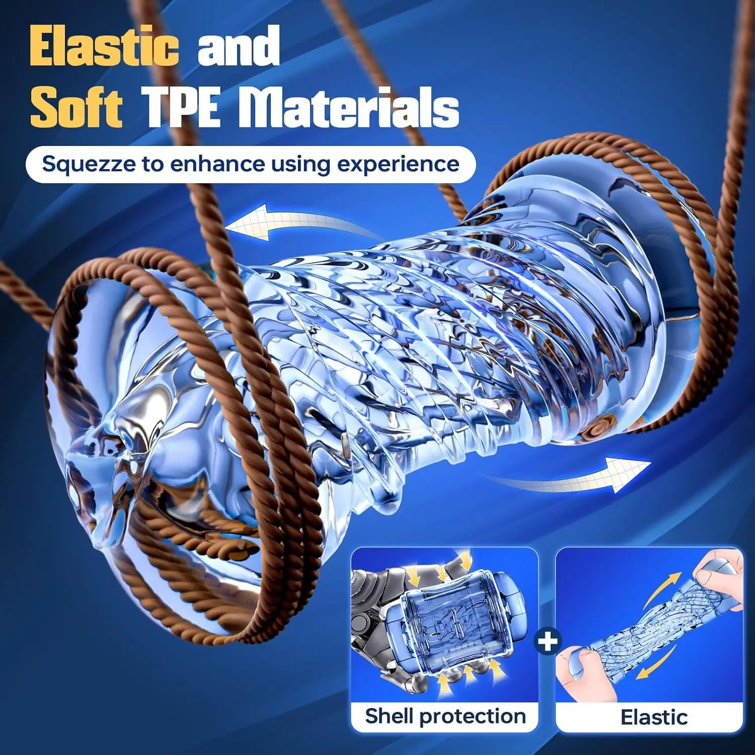 ألعاب جنسية للاستمناء للرجال - مهبل ذكر قابل للعصر بملمس حلزوني، لعبة للبالغين بأكمام القضيب المفتوحة للمهبل والفم #4