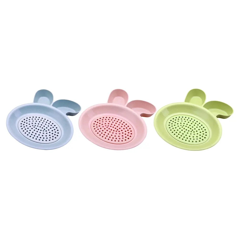 

3 Pcs Double Layers Draining Plate PP Material Rabbit Style Sauce Dish Seasoning Saucer Vegetable Fruit Plate Family