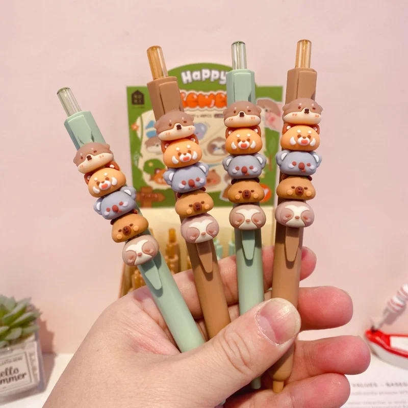 

24PCS/ лот KAWAII CAPYBARA медже ленивый пресс гель пера мило 0,5 мм черные чернила нейтральные ручки подарок канцелярские товары школьные принадлежности