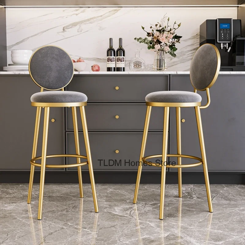 Silla de Bar de refuerzo de terciopelo europeo, taburete redondo de isla de cocina, Sillas de salón Para Comedor, muebles Para el hogar