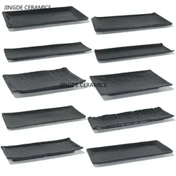 Black Melamine Plate Plastic Barbecue Dish Commercial Cutlery Kitchen Dinner Plates Not Easily Broken Tableware Accessories