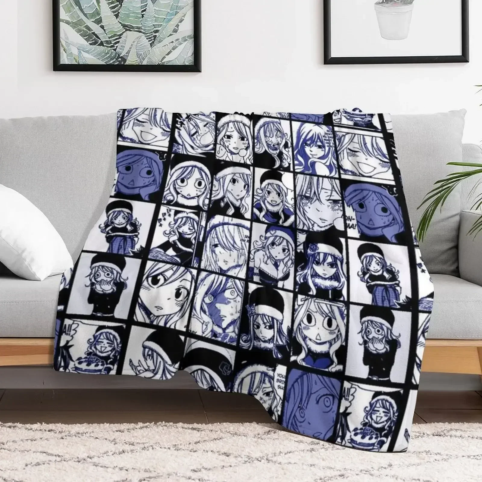 Juvia Lockser - FT manga panel collage Throw Blanket halloween Single Stuffeds blankets and throws Baby warm winter Blankets view 5