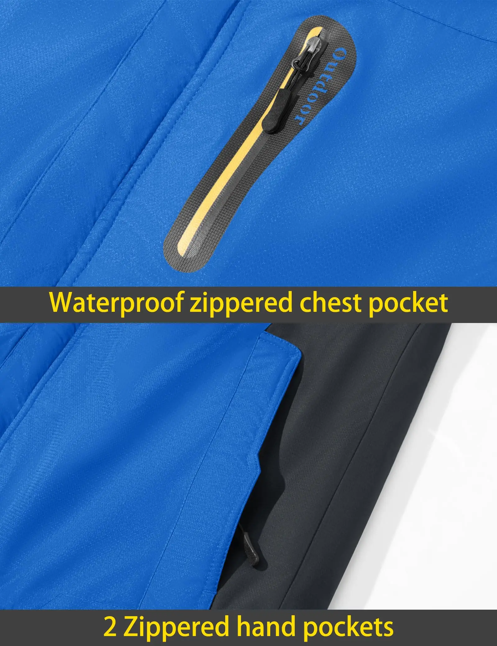 Men's Winter Jacket Waterproof Windproof Fleece Lined Parka Warm Thermal Coat with Removable Hood Outdoor Ski Snowboard Jacket