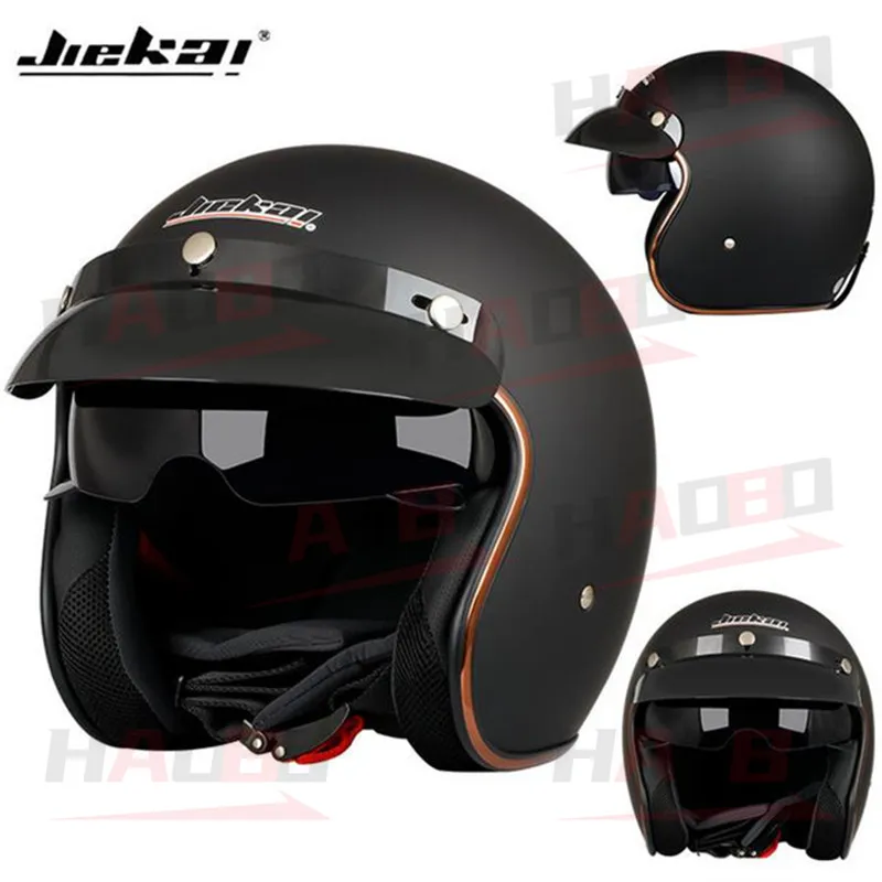 JIEKAI 510 Motorcycle Helmet DOT Vintage 3/4 Lightweight Chopper Bike Helmet Retro Capacete Casco Moto