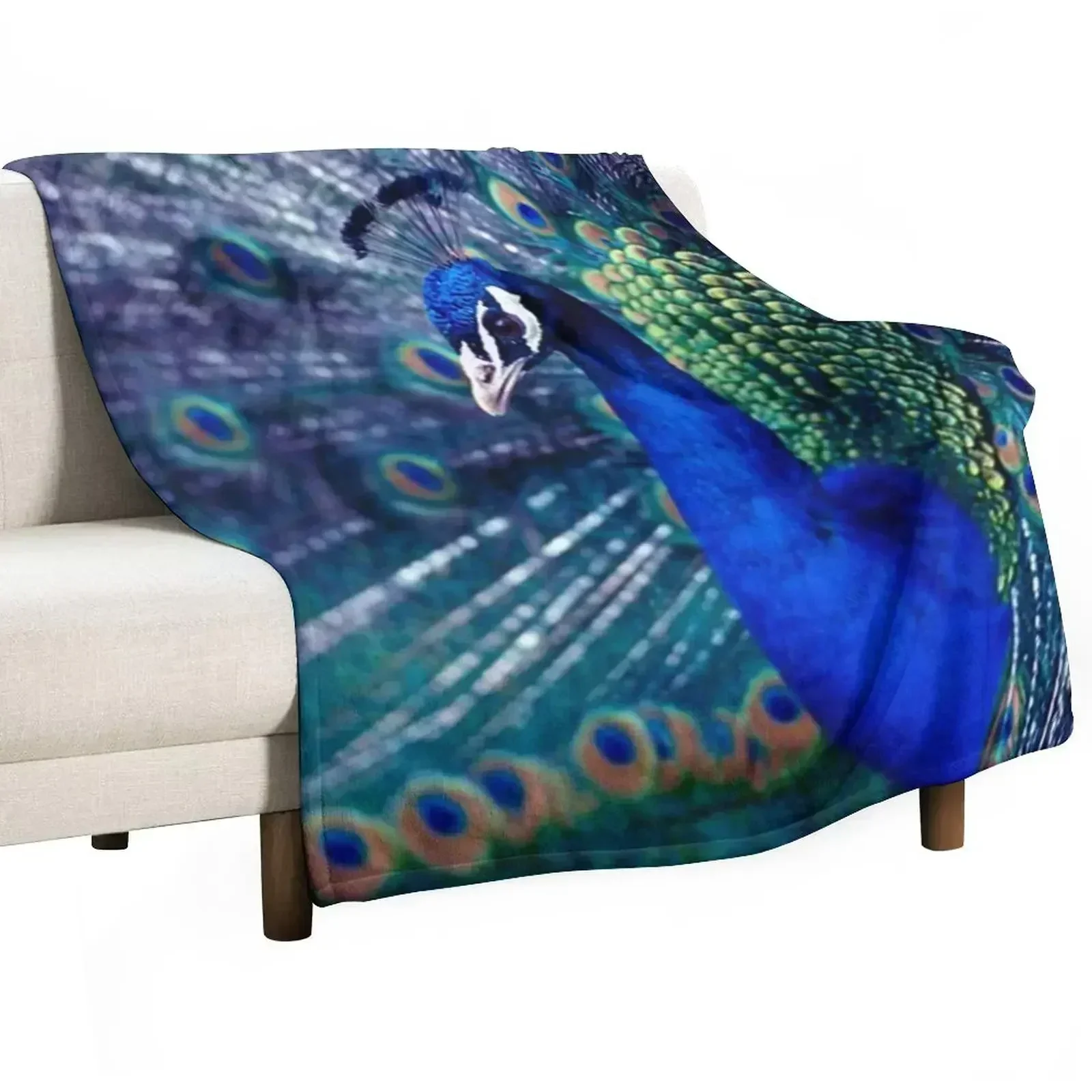 

Blue Peacock Throw Blanket Lightweight Cozy Blanket for Bed Sofa