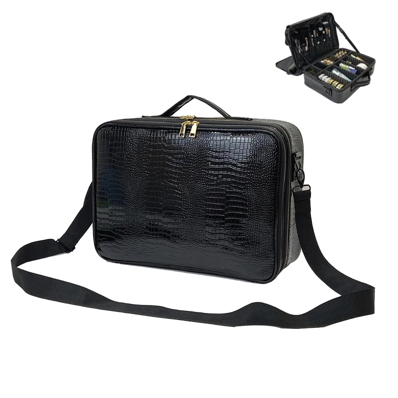 New Professional Make Up Box Large Capacity Storage Travel Toiletry Makeup Suitcase PU Leather Cosmetic Bag