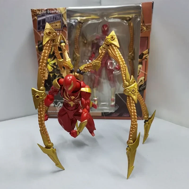 14cm Marvel Kaiyodo Revoltech Amazing Yamaguchi Iron Spider-Man Action Figures Model Doll Collectible Set Toy Decoration Gift