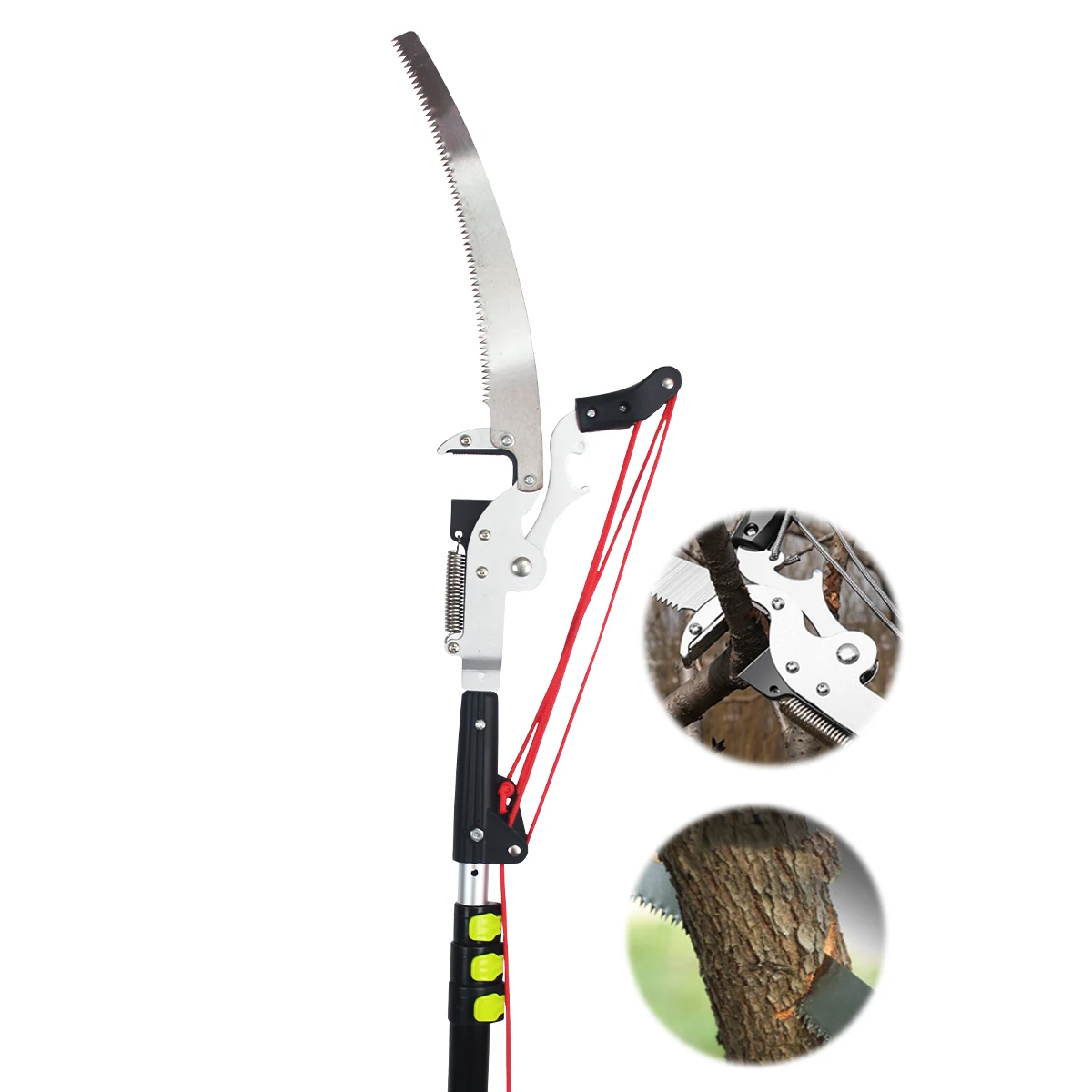 Longo Handle Pruner Telescópica, Tall Tree Trimmer, Extensão Pólo, Alta Altitude, Grosso Ramo Ferramenta De Corte, 12 Pés