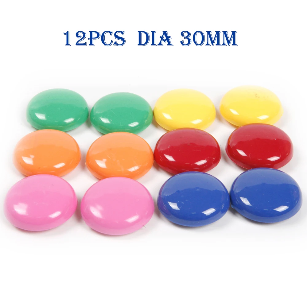 12Pcs Colorful Fridge Magnets Dia 30mm Circular Refrigerator Office Magnet Sticker for Kids Gifts Calendar Whiteboard Decoration
