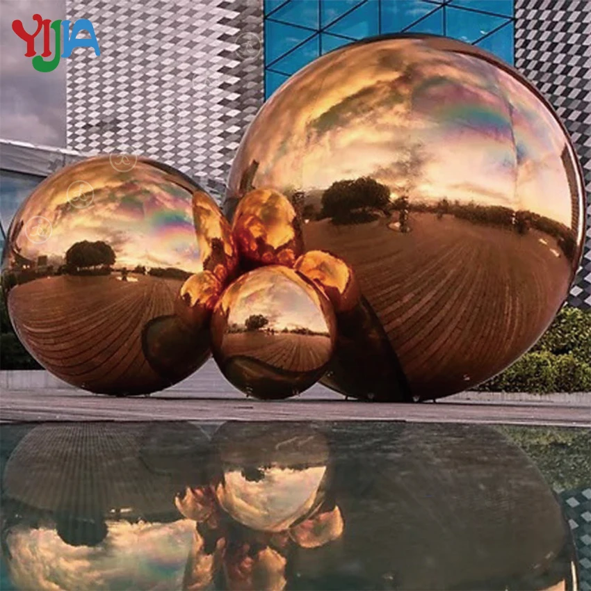 Commerical Event Decoration Use Giant Gold Mirror Balls Disco Sphere Balloon Advertising Inflatable Mirror Ball For Sale