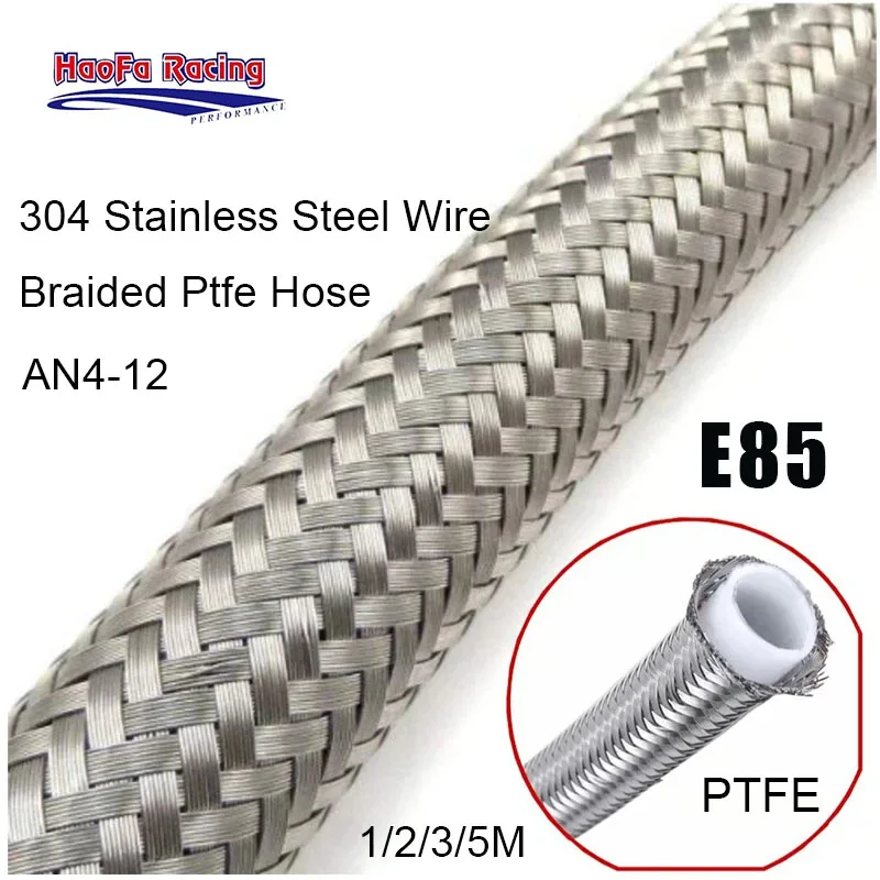 

1M 2M 3M 5M 304 Stainless Steel Braided PTFE Hose Racing Hose E85 Oil Fuel Line Oil Cooler Hose PipeAN4 AN6 AN8 AN10 AN12