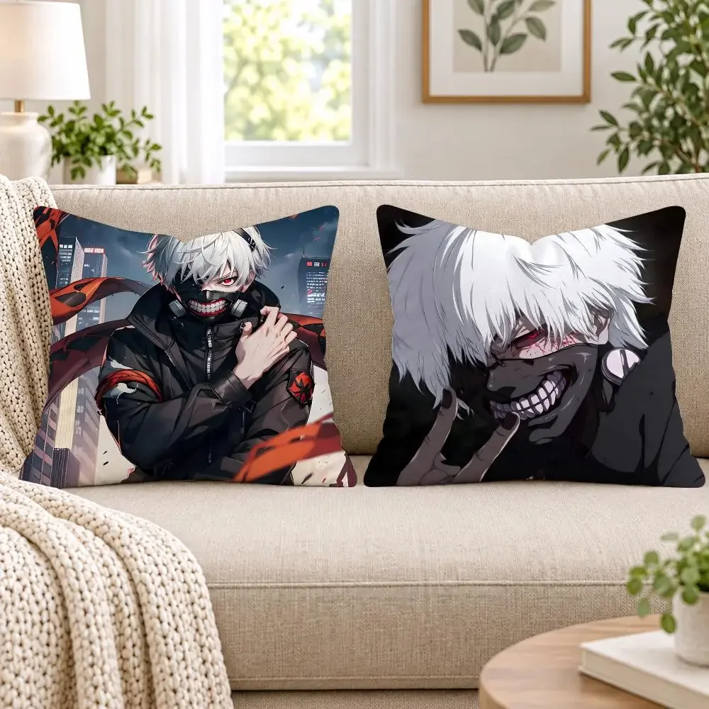 Tokyo G-Ghoul K-Kaneki Ken Cushion Cover Short Plush Double-Sided Printing Sofa Bedroom Living Room Throw Pillowcover Home Decor