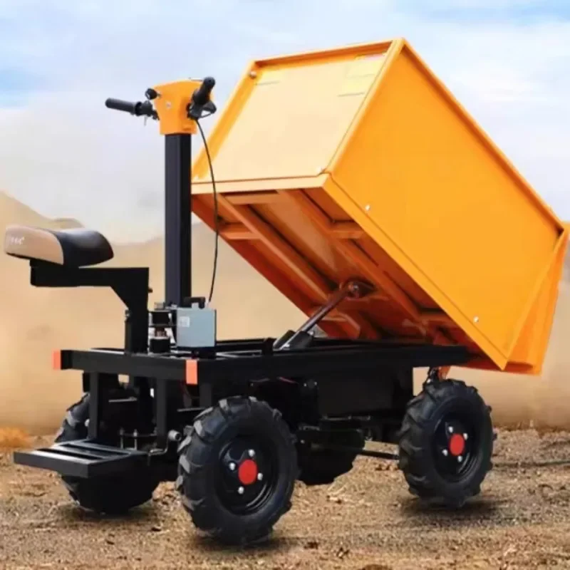 Electric dump 4 wheel dump truck hand push 3 wheel sand brick agricultural breeding manure truck